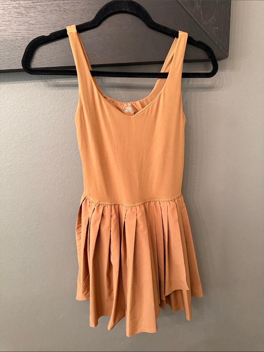 Offline by aerie camel Scoop Neck Pleated Mini Dress